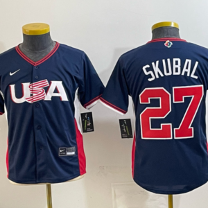 Team USA Tigers 27 Skubal Navy 2026 World Cup Cool Base Youth Jersey