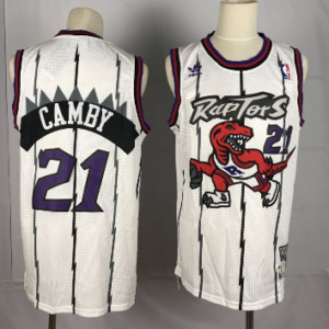 Raptors 21 Marcus Camby White Hardwood Classics Men Jersey