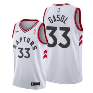 Raptors 33 Marc Gasol White  2019 Finals Champions Men Jersey