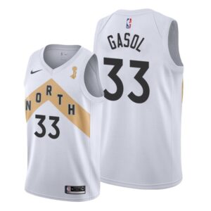 Raptors 33 Marc Gasol White  2019 Finals Champions City Edition Men Jersey