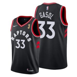 Raptors 33 Marc Gasol Black 2019 Finals Champions Men Jersey