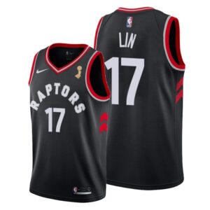 Raptors 17 Jeremy Lin Black  2019 Finals Champions Men Jersey