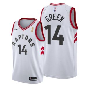 Raptors 14 Danny Green White 2019 Finals Champions Men Jersey