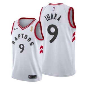 Raptors 9 Serge Ibaka White  2019 Finals Champions Men Jersey
