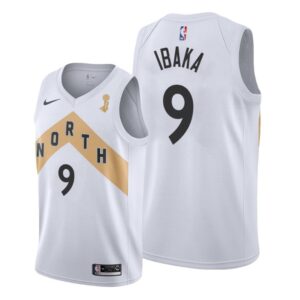 Raptors 9 Serge Ibaka White  2019 Finals Champions City Edition Men Jersey