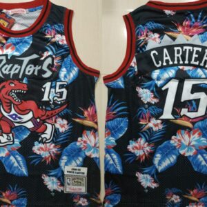 Raptors 15 Vince Carter Black 1998-99 Hardwood Classics Floral Fashion Men Jersey