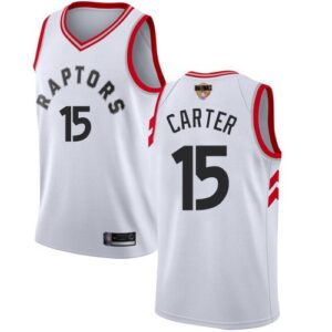 Raptors 15 Vince Carter White 2019 Finals Bound Swingman Men Jersey