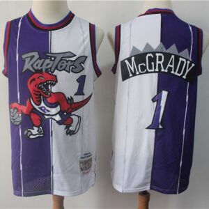 Raptors 1 Tracy McGrady Purple White Retro Split Men Jersey