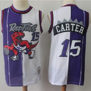 Raptors 15 Vince Carter  Purple White Retro Split Men Jersey