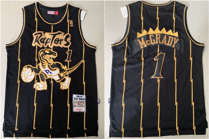 Raptors 1 Tracy McGrady Black 1998-99 Hardwood Classics Mesh Men Jersey