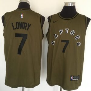 Raptors 7 Kyle Lowry Olive Swingman Men Jersey