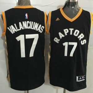 Raptors 17 Jonas Valanciunas Black Gold Men Jersey