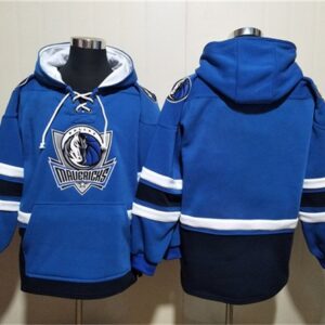 Mavericks Blank Blue Navy Ageless Must-Have Lace-Up Pullover Hoodie