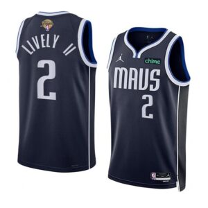 Mavericks 2 Dereck Lively II Navy 2024 Finals Jordan Men Jersey