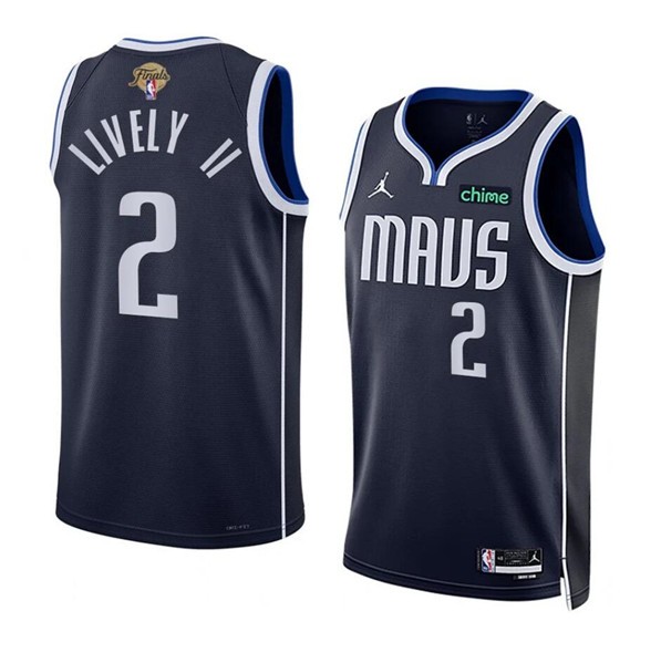Mavericks 2 Dereck Lively II Navy 2024 Finals Jordan Men Jersey