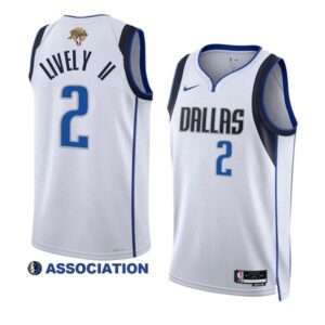 Mavericks 2 Dereck Lively II White 2024 Finals Men Jersey
