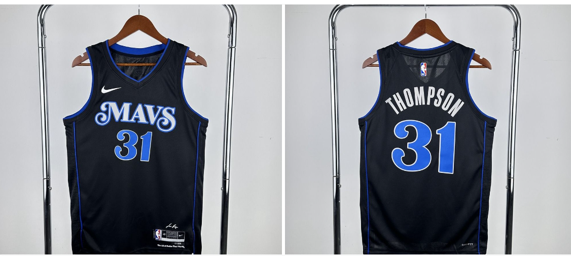 Mavericks 31 Thompson Black Men Jersey