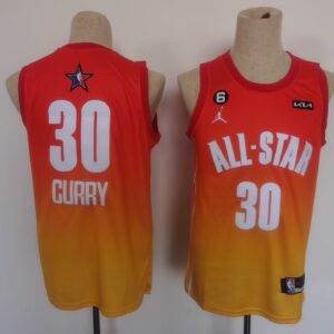 Warriors 30 Stephen Curry Orange 2023 All Star Men Jersey