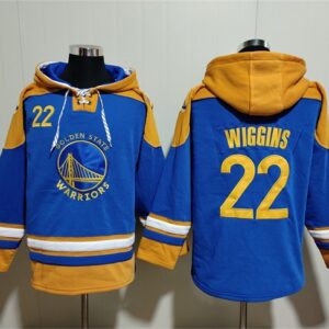 Warriors 22 Andrew Wiggins Blue Yellow Lace-Up Pullover Hoodie