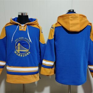 Warriors Blank Blue Yellow Lace-Up Pullover Hoodie