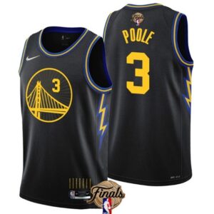 Warriors 3 Jordan Poole Black 2022 Finals Men Jersey