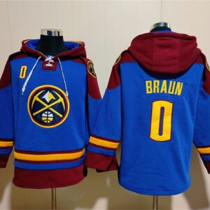 Nuggets 0 Christian Braun Blue Red Lace-Up Pullover Hoodie