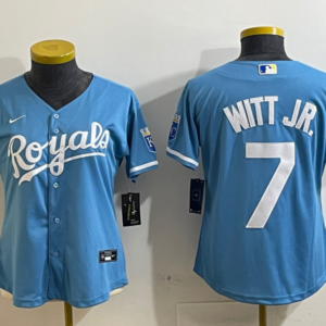 MLB Royals 7 Bobby Witt Jr. Blue Nike Cool Base Youth Jersey