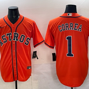 MLB Astros 1 Correa Orange Nike Cool Base Men Jersey