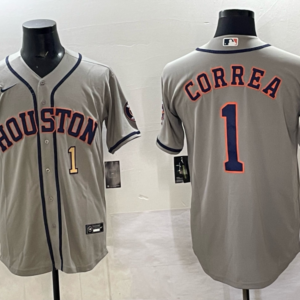 MLB Astros 1 Correa Grey Nike Cool Base Men Jersey