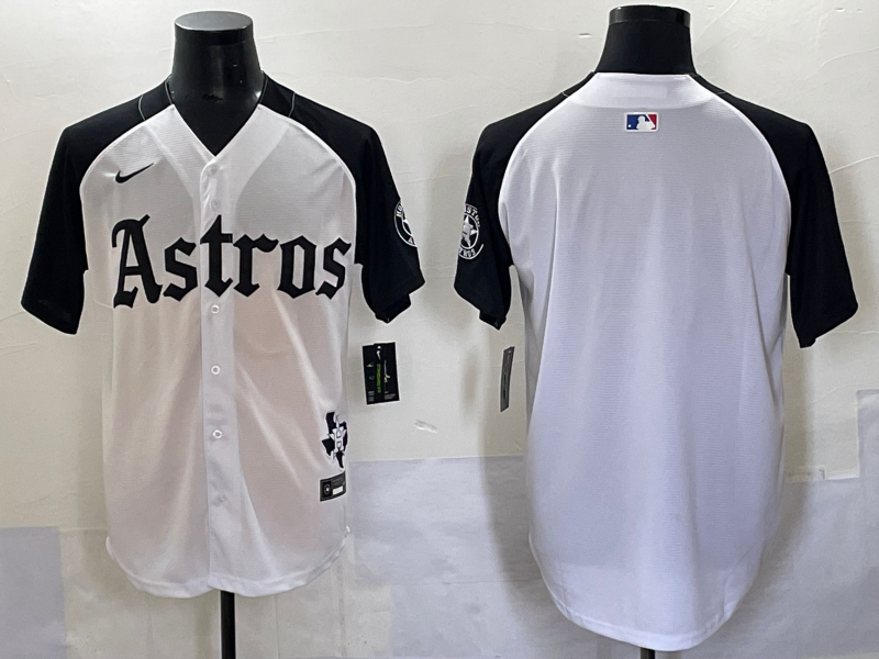 MLB Astros Blank White Black Nike Cool Base Men Jersey