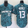 MLB Royals 13 Salvador Perez Teal 2023 All-Star Nike Cool Base Men Jersey