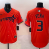 MLB Astros 3 Jeremy Pena Orange Nike Cool Base Men Jersey