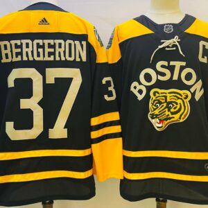 Bruins 37 Patrice Bergeron Black 2022-23 Retro Men Jersey