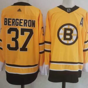Bruins 37 Patrice Bergeron Yellow 2020 New Men Jersey