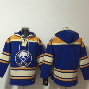 Buffalo Sabres Blank Blue Ageless Must-Have Lace-Up Pullover Hoodie