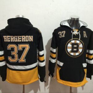 Bruins 37 Patrice Bergeron Black All Hooded Men Sweatshirt