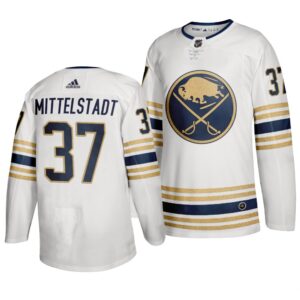Sabres 37 Casey Mittelstadt White 50th anniversary Adidas Men Jersey