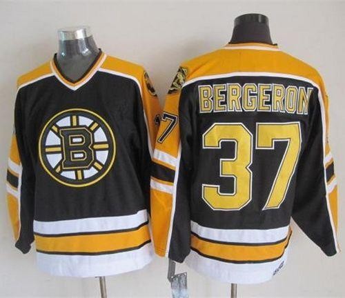 Bruins 37 Patrice Bergeron Black CCM Throwback Men Jersey
