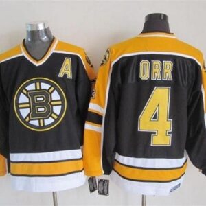 Bruins 4 Bobby Orr Black CCM Throwback Men Jersey