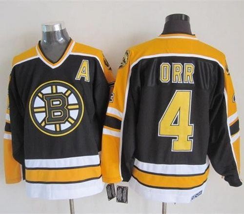 Bruins 4 Bobby Orr Black CCM Throwback Men Jersey