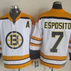 Bruins 7 Phil Esposito White CCM Throwback Men Jersey