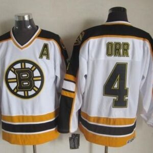 Bruins 4 Bobby Orr White-Black CCM Throwback Men Jersey