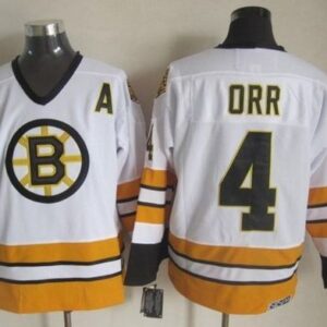 Bruins 4 Bobby Orr White-Yellow CCM Throwback Men Jersey