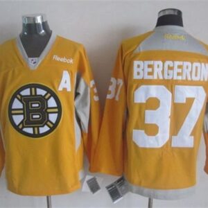 Bruins 37 Patrice Bergeron Yellow Practice Men Jersey