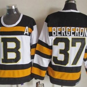 Bruins 37 Patrice Bergeron White 75TH CCM Throwback Men Jersey
