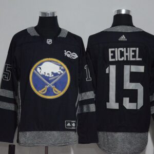 Sabres 15 Jack Eichel Black 100th Anniversary Season Men Jersey