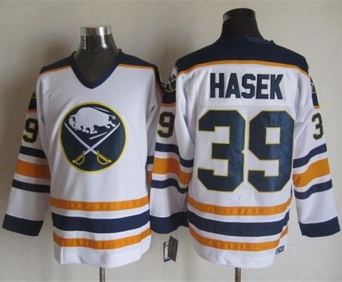 Sabres 39 Dominik Hasek White CCM Throwback Men Jersey