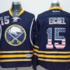 Sabres 15 Jack Eichel Navy Blue USA Flag Fashion Men Jersey