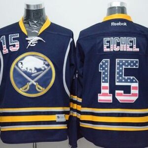 Sabres 15 Jack Eichel Navy Blue USA Flag Fashion Men Jersey