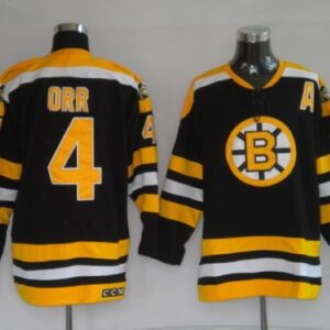 Bruins 4 Bobby Orr CCM Throwback Black Men Jersey